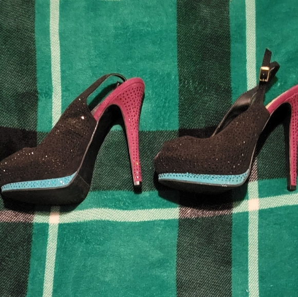 🔥HP🔥WOMENS OLSENBOYE PLATFORM STUDDED STILETTO HEELS MULTI COLORED SIZE 9.5 - Picture 10 of 12